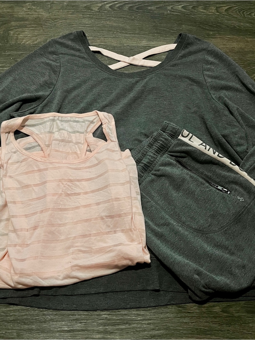 torrid Pink Striped Tank with Dark Gray Crisscross Back Top & Joggers